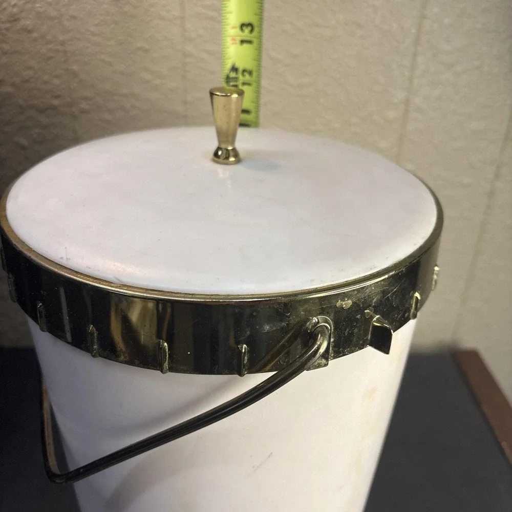 Vtg~Plas-Tex Corp Los Angeles CA Ice Bucket Cream Double Wall MidCentury